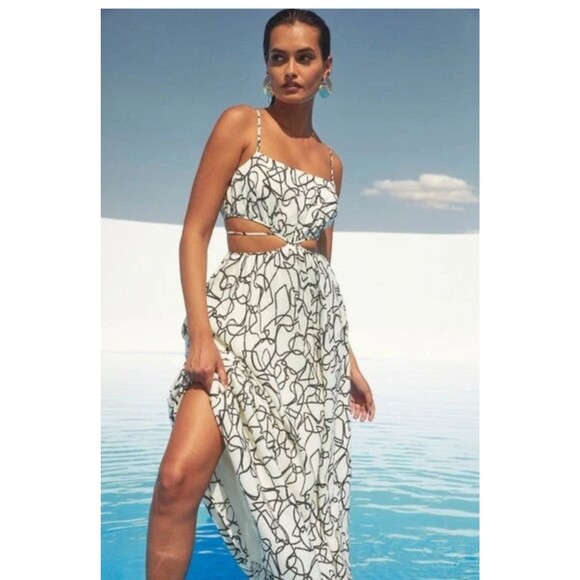 ASTR the Label Dress Sanger Dress, Abstract Print, Cut-Out Boho Medium - Picture 1 of 7